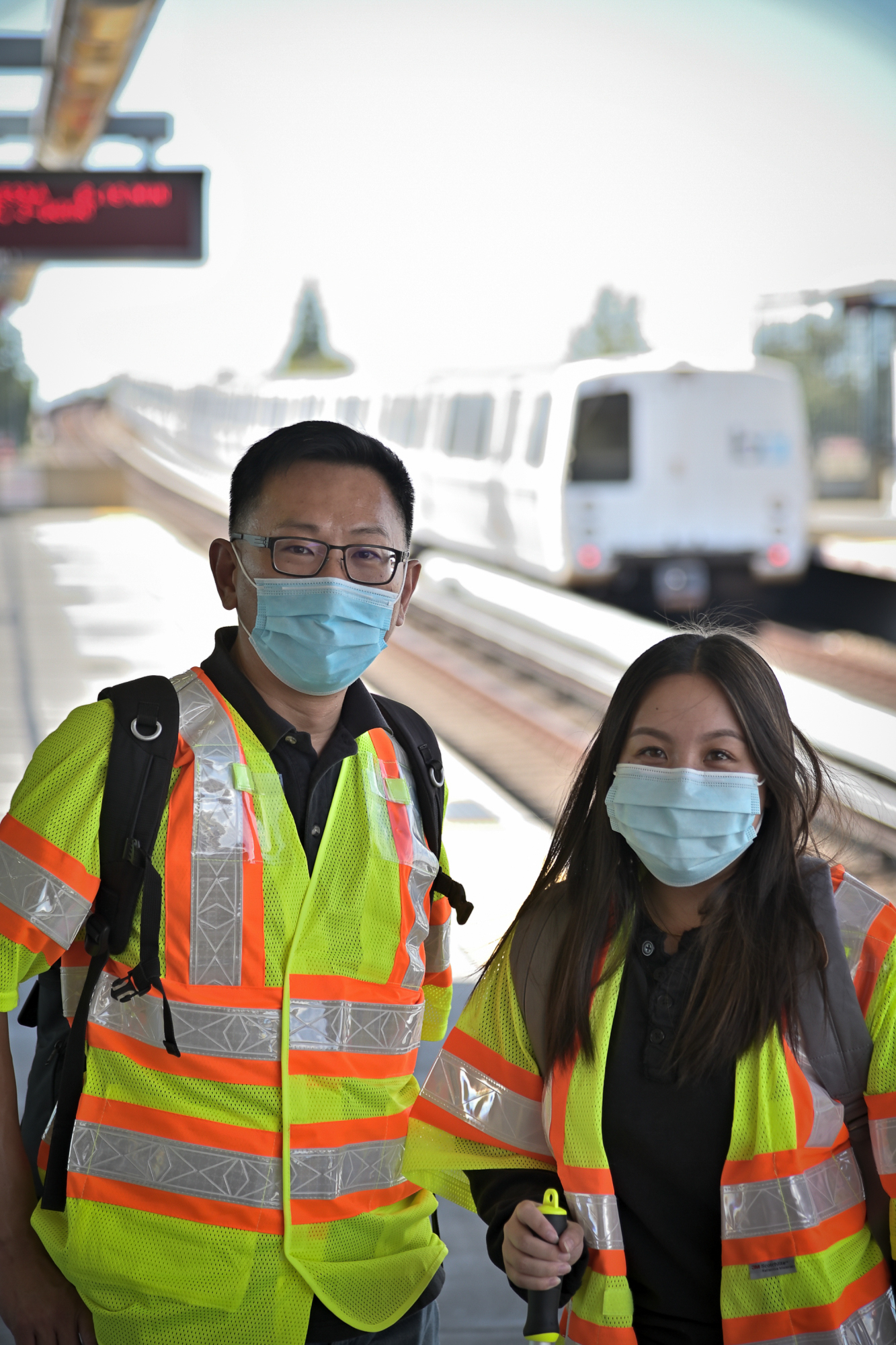 Joshua Teo, left, with intern Allison Truong