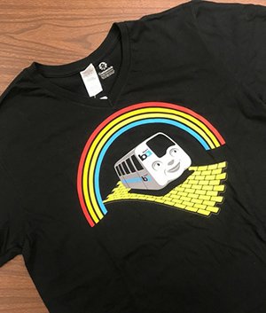 A close-up image of the yellow brick road Pride shirt from 2016. 