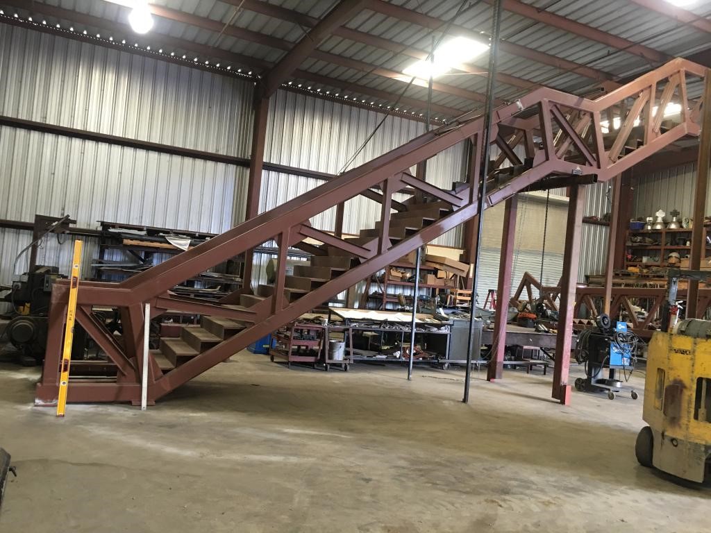 Part of the new scissor stairs being fabricated off-site for Civic Center BART.  Photo provided by Kevin Reeg.