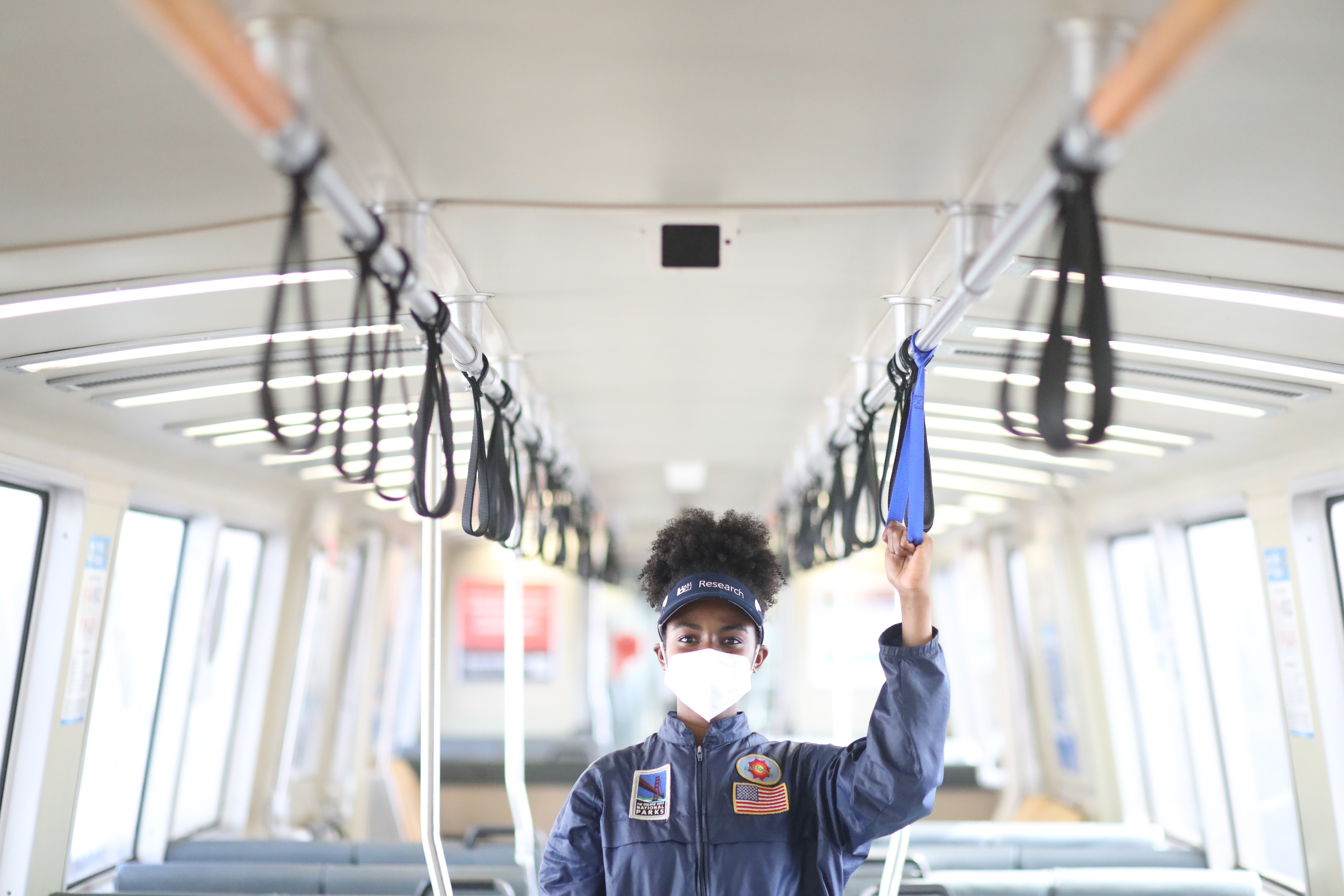 BART staff using a personal hand strap