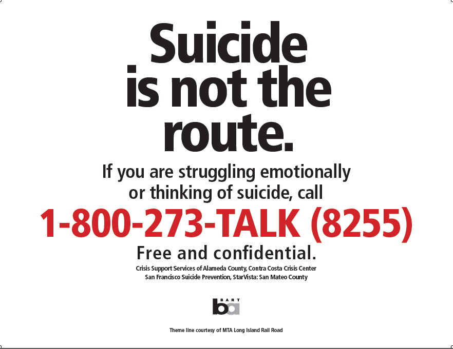 Suicide is not the route, with number