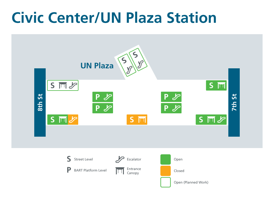 Map of Civic Center escalators