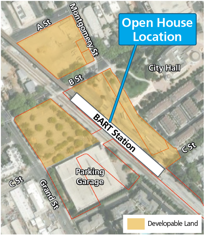 Map of Hayward Station showing the location of the open houes