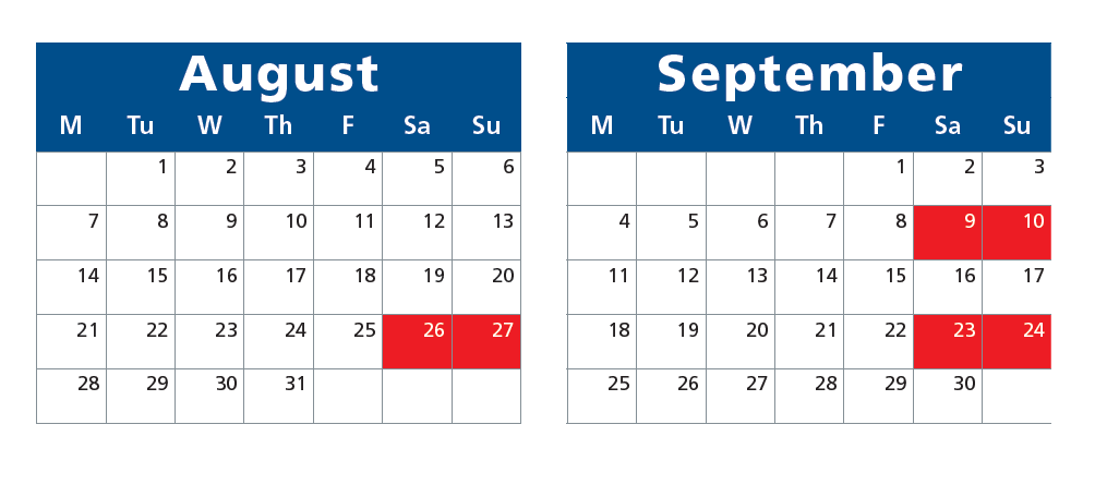 Calendar for hazardous tree removal and track work between Union City and Fremont 