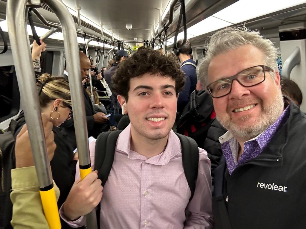 Tyler and Raja Singh pictured commuting together on BART.