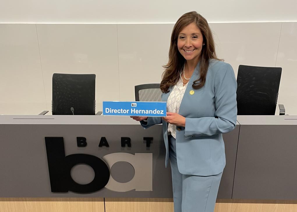 BART Director Melissa Hernandez in the BART boardroom after her appointment to the BART Board of Directors.  