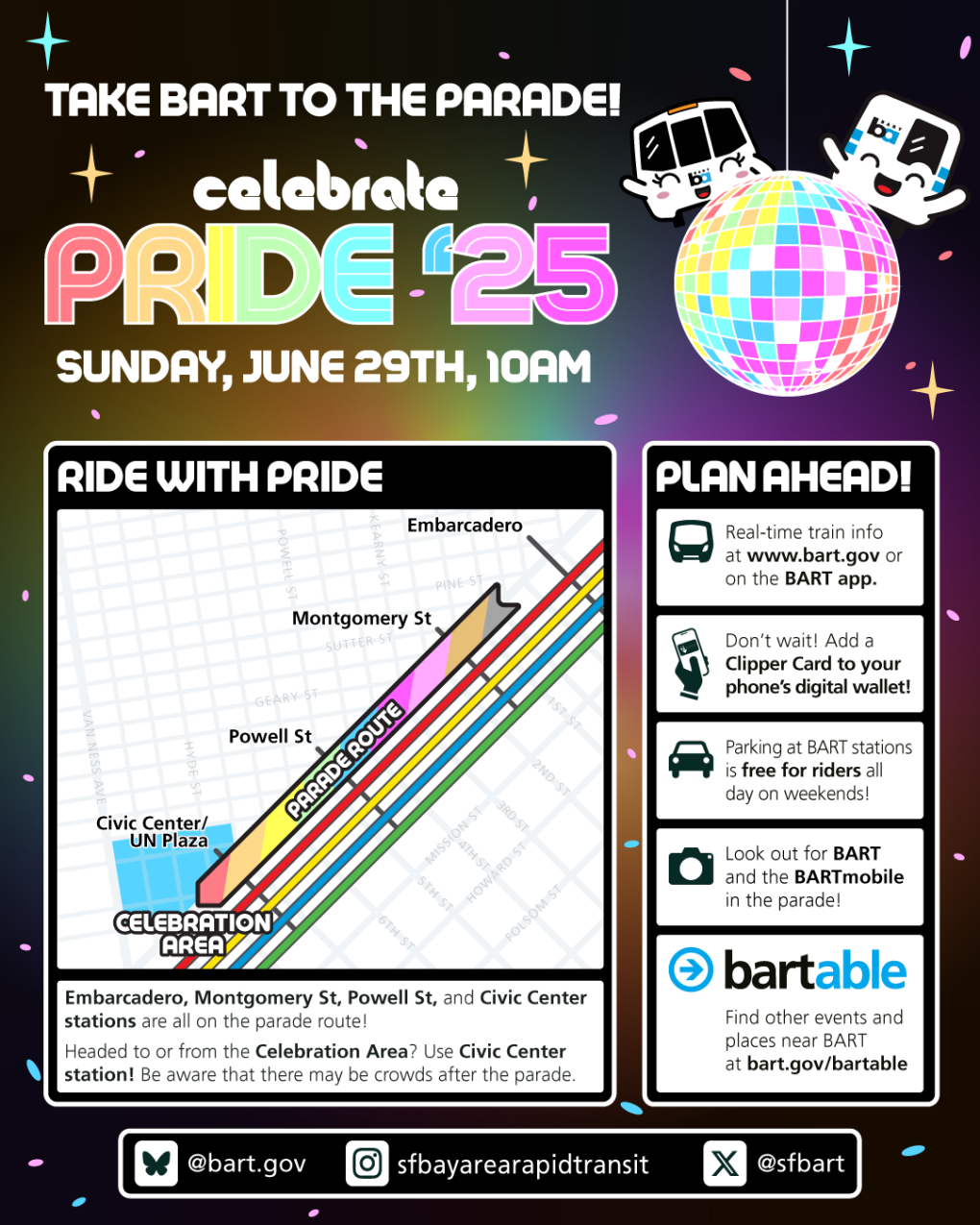 BART Pride 2025 parade rider guide