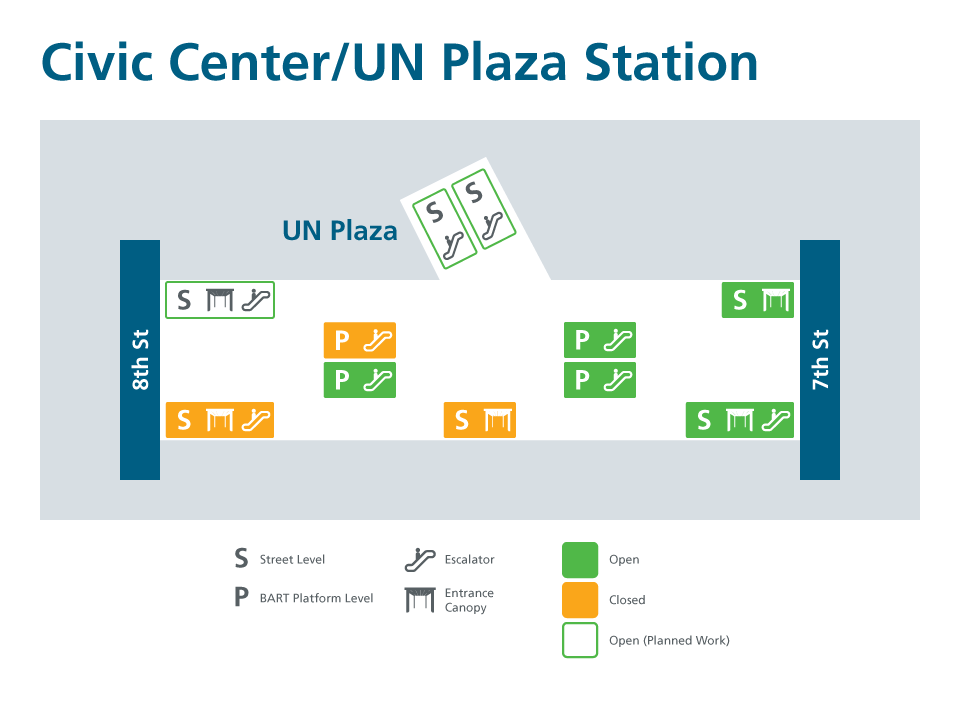 Map of Civic Center Station entrances
