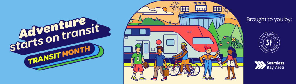 Banner for Transit Month with text Adventure starts on transit