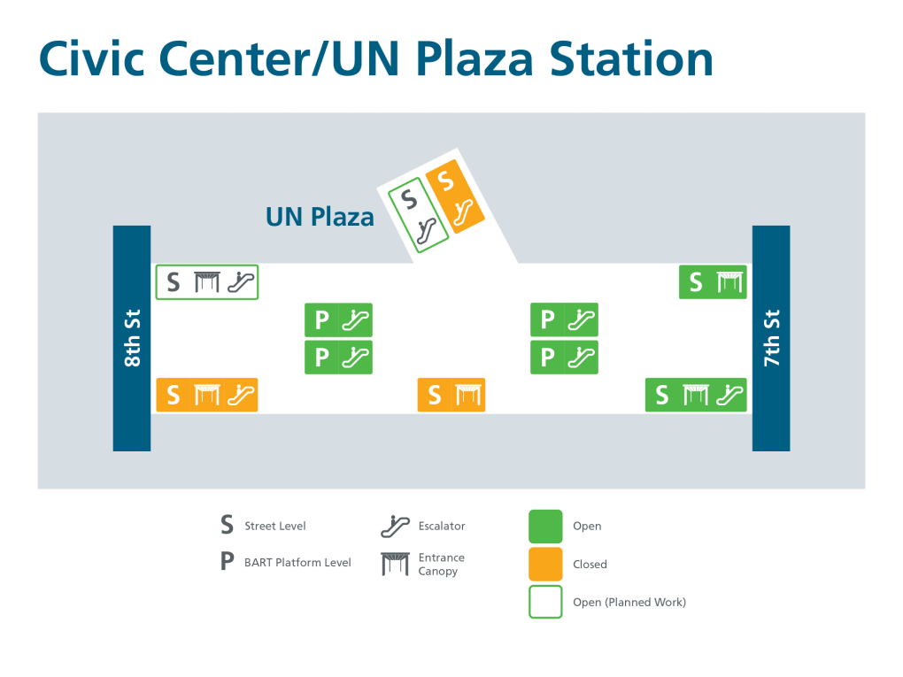 Civic Center escalators/canopy map