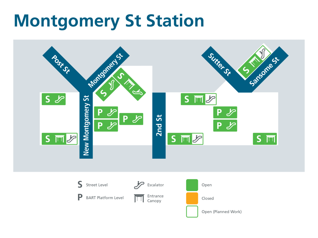 Montgomery St. Station escalators/canopy map