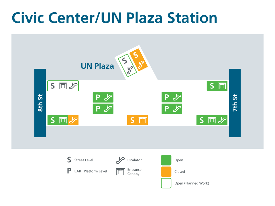 Civic Center Station escalators map