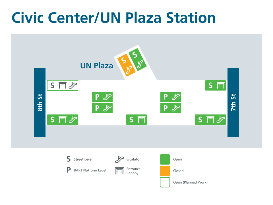 Civic Center escalators/canopy map