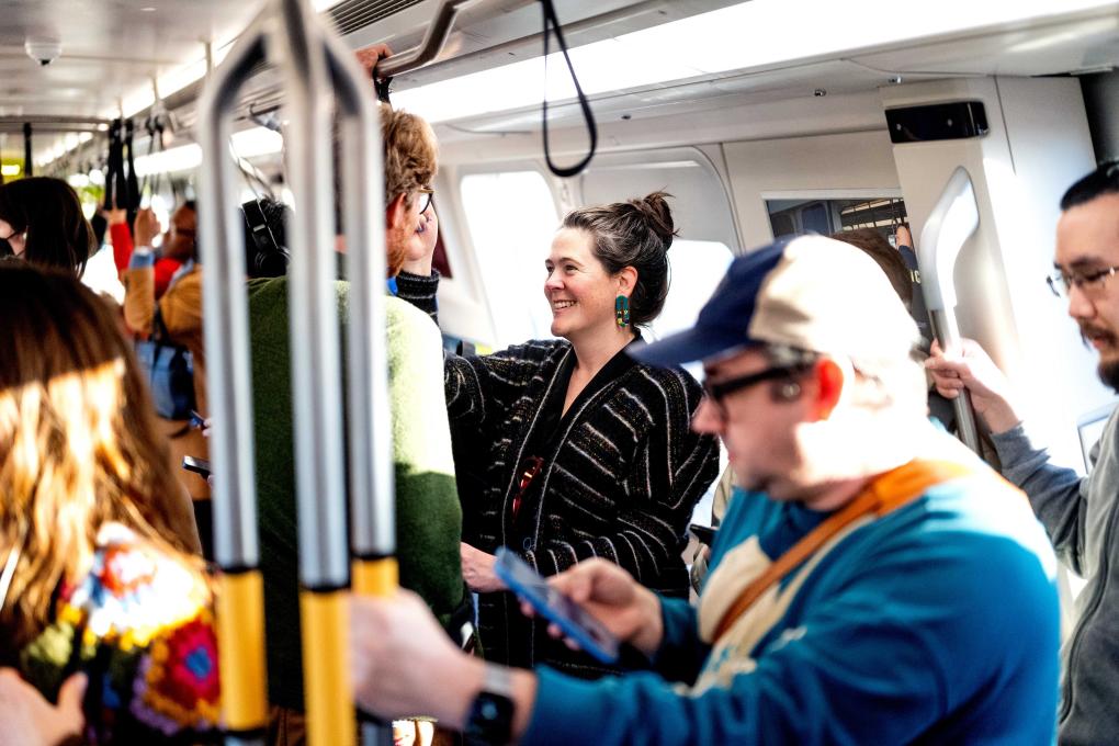 People on a BART train