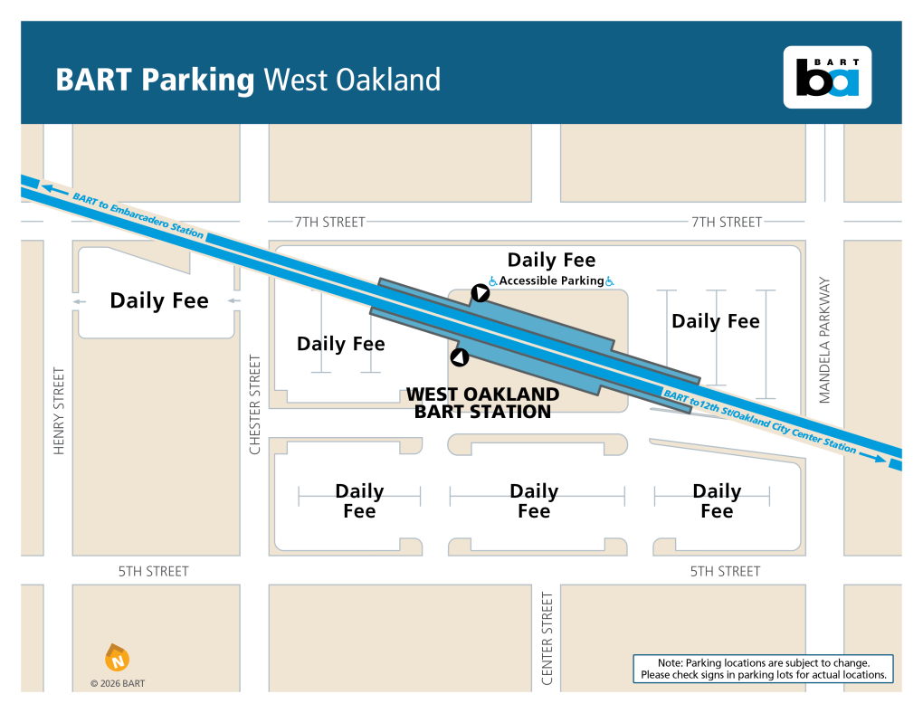 Map of West Oakland BART parking