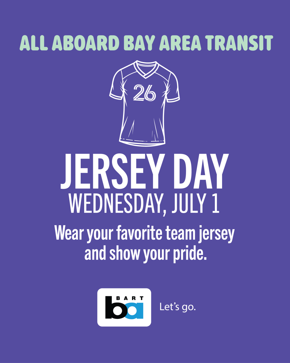 Jersey Day on Wed. July 1. Wear your favorite team jersey. 