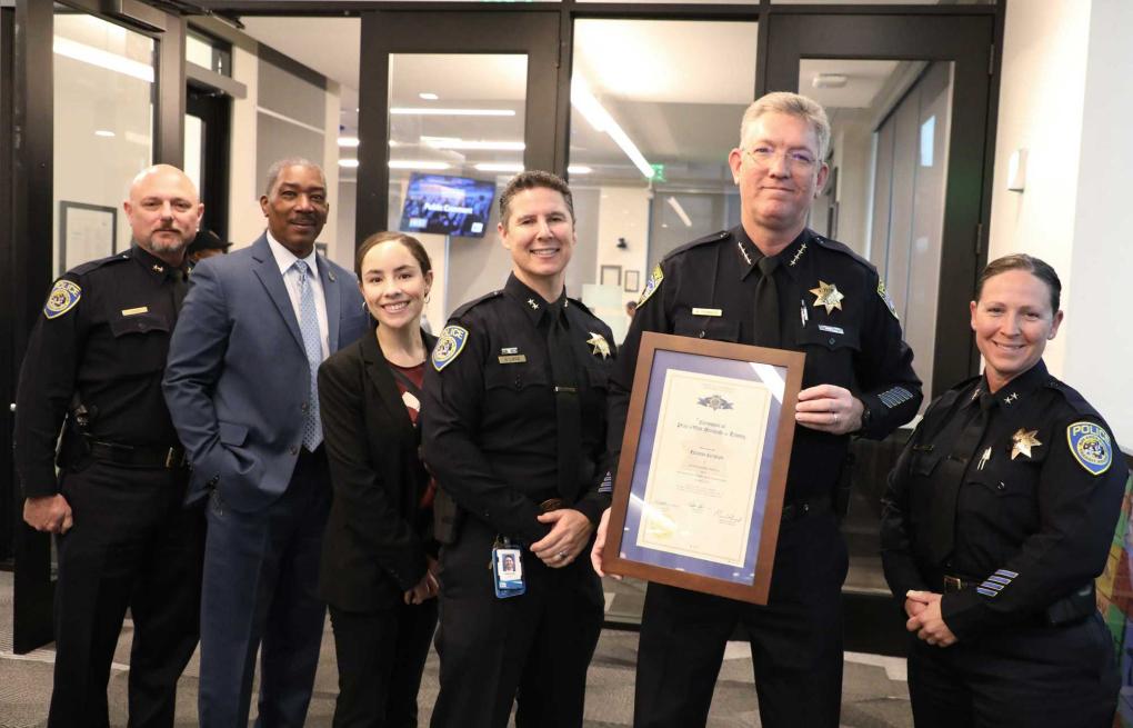 BART Police Chief Kevin Franklin was presented with the Executive Certificate from the California Commission on Peace Officer Standards and Training (POST). 