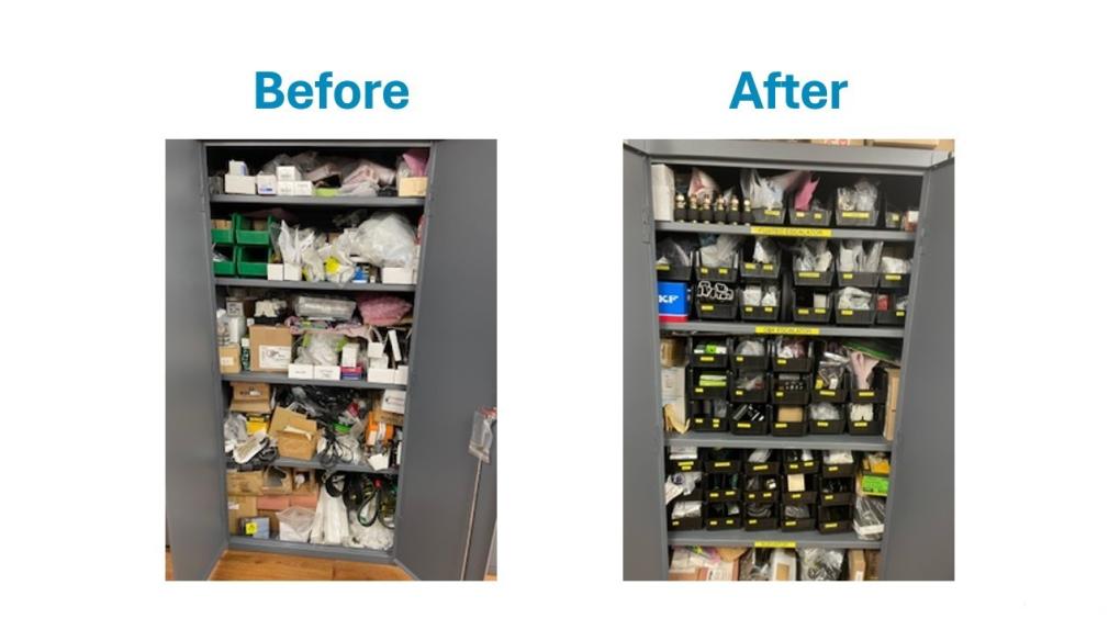Closet before and after organizing