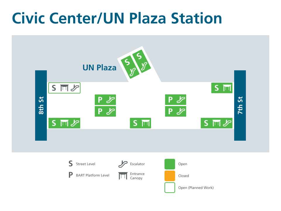 Civic Center Station escalators map