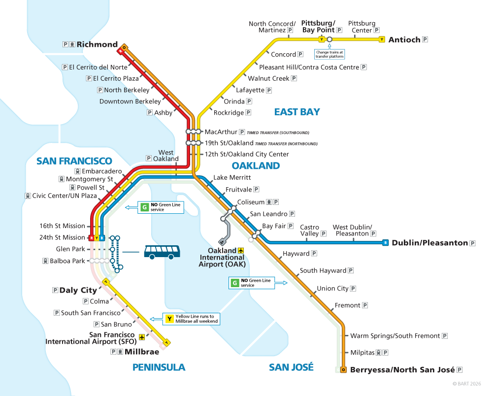 November 14/15 shutdown map: between Daly City and 24th St. Mission