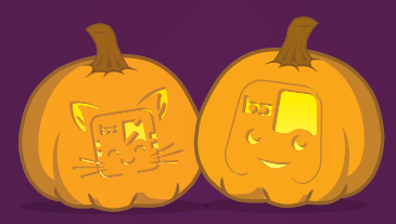 Halloween pumpkins with BART carvings